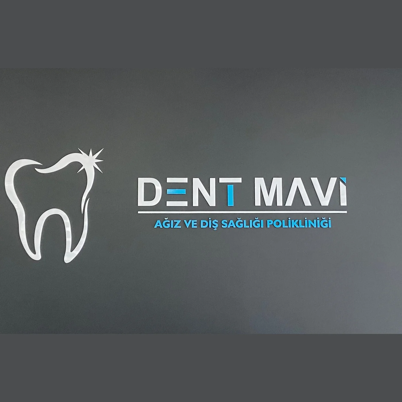 Dent Mavi logo duvarı